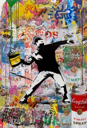 Banksy Thrower by Mr. Brainwash - Original on Canvas sized 30x44 inches. Available from Whitewall Galleries
